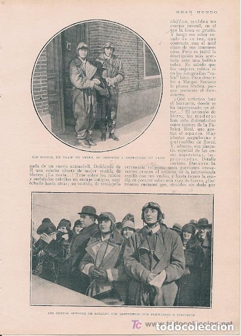 Coleccionismo de Revistas y Peri&oacute;dicos: Boda en el aer&oacute;dromo Loring ( San Agust&iacute;n de Guadalix ): Srta. Soriano y Sr. Ansaldo - 1929