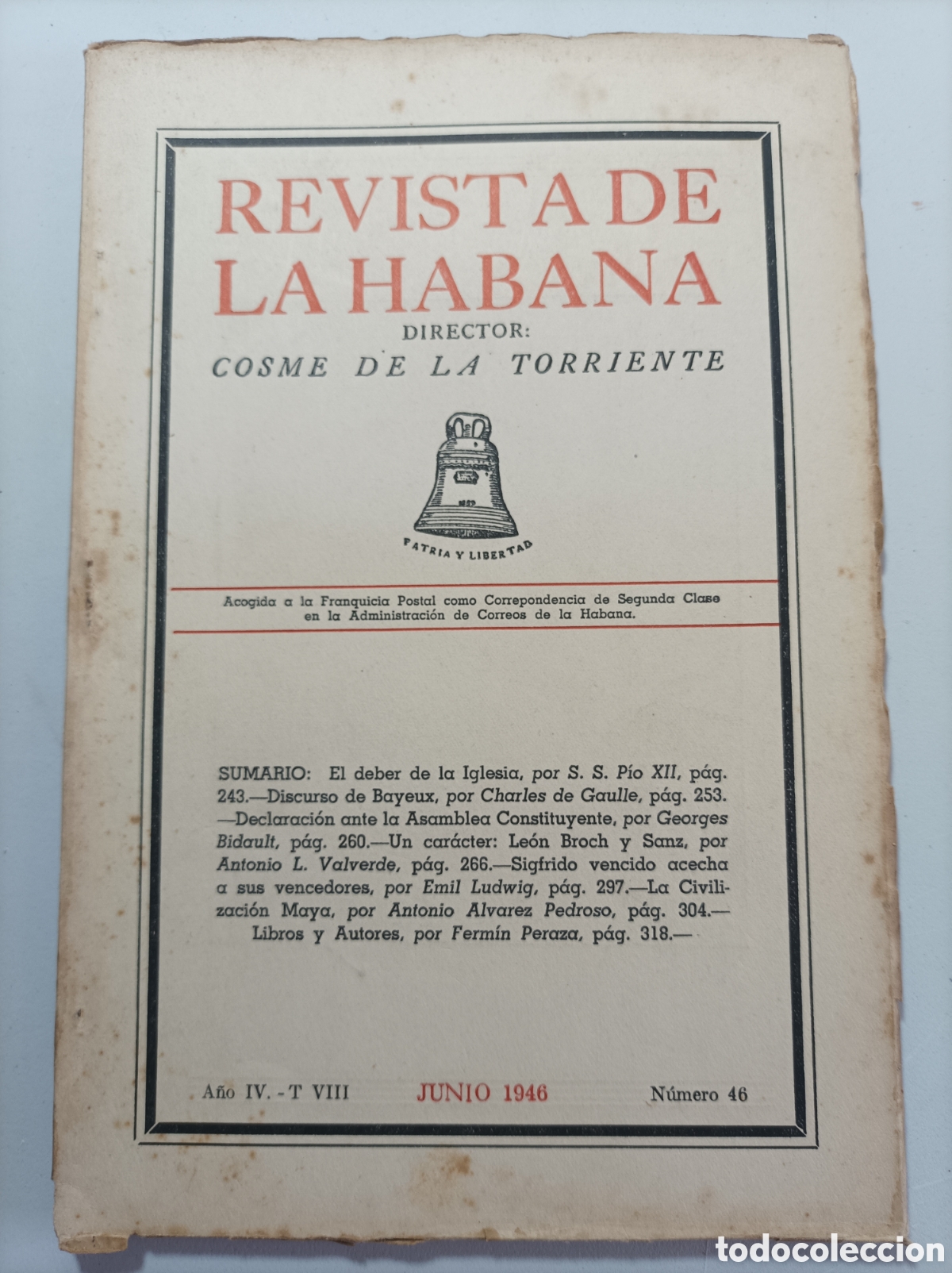 Coleccionismo de Revistas y Peri&oacute;dicos: Cuba,revista de la Habana de cosme de la torriente ,a&ntilde;o 1946