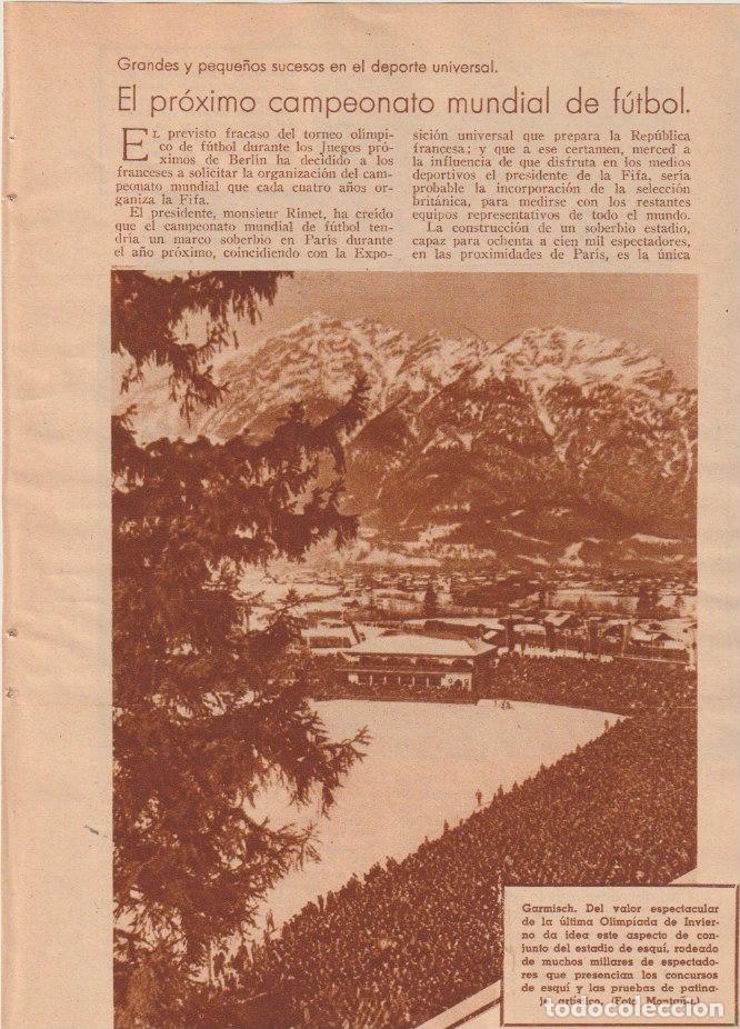 Coleccionismo de Revistas y Peri&oacute;dicos: * DEPORTES * Olimpiada de invierno; copa Davis de tenis; boxeo: Turner; gimnasia ni&ntilde;os -1936