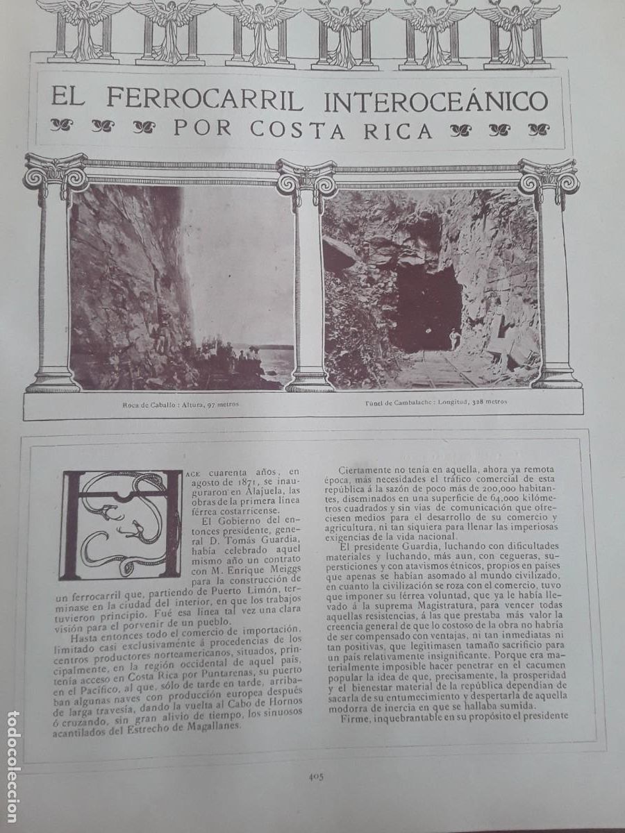 Collection Magazines and Newspapers: EL FERROCARRIL INTEROCEANICO POR COSTA RICA 4 HOJAS A&Ntilde;O 1911