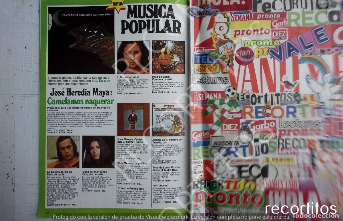 Coleccionismo de revistas y peri&oacute;dicos: PACO DE LUCIA MARIA DEL MAR BONET JOSE MENESE LOLITA FLORES JARCHA JOSE HEREDIA MAYA