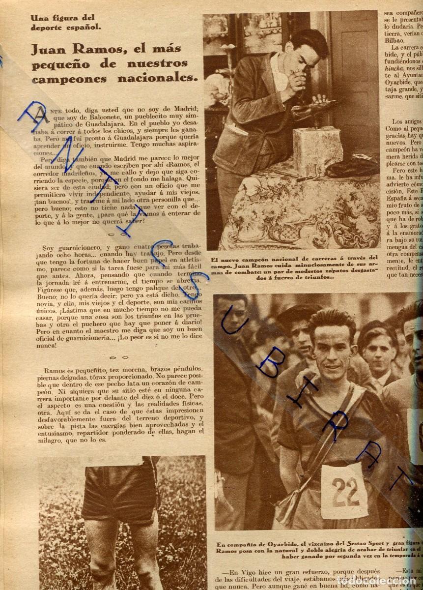 Coleccionismo de Revistas y Peri&oacute;dicos: REVISTA A&Ntilde;O 1930 CORREDOR JUAN RAMOS ITALICA DEPORTE FEMENINO ESQUI MARGOT LUCINDA MOLES ESQUIADORAS
