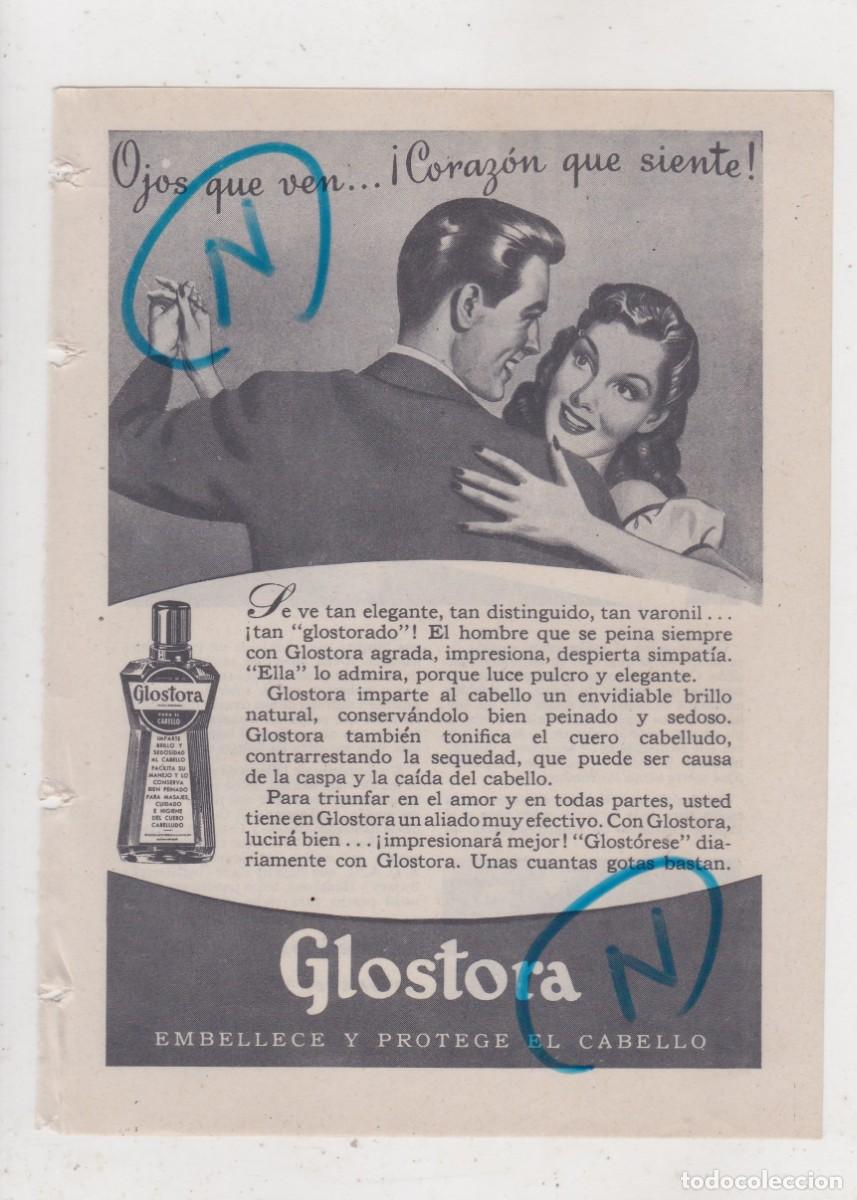 Sammeln von Zeitschriften und Zeitungen: PUBLICIDAD 1947. ANUNCIO GLOSTORA, PARA EL CABELLO + SHORTS. FABRICANTES DE AERONAVES (REVERSO)
