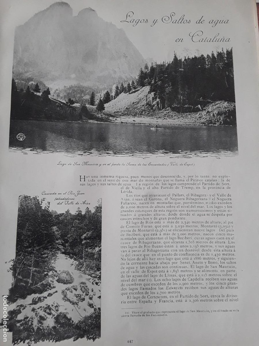 Collection Magazines and Newspapers: LAGOS SALTOS AGUA CATALU&Ntilde;A VIELLA LLABORSI ESCALO SAN MAURICIO 3 HOJAS A&Ntilde;O 1911