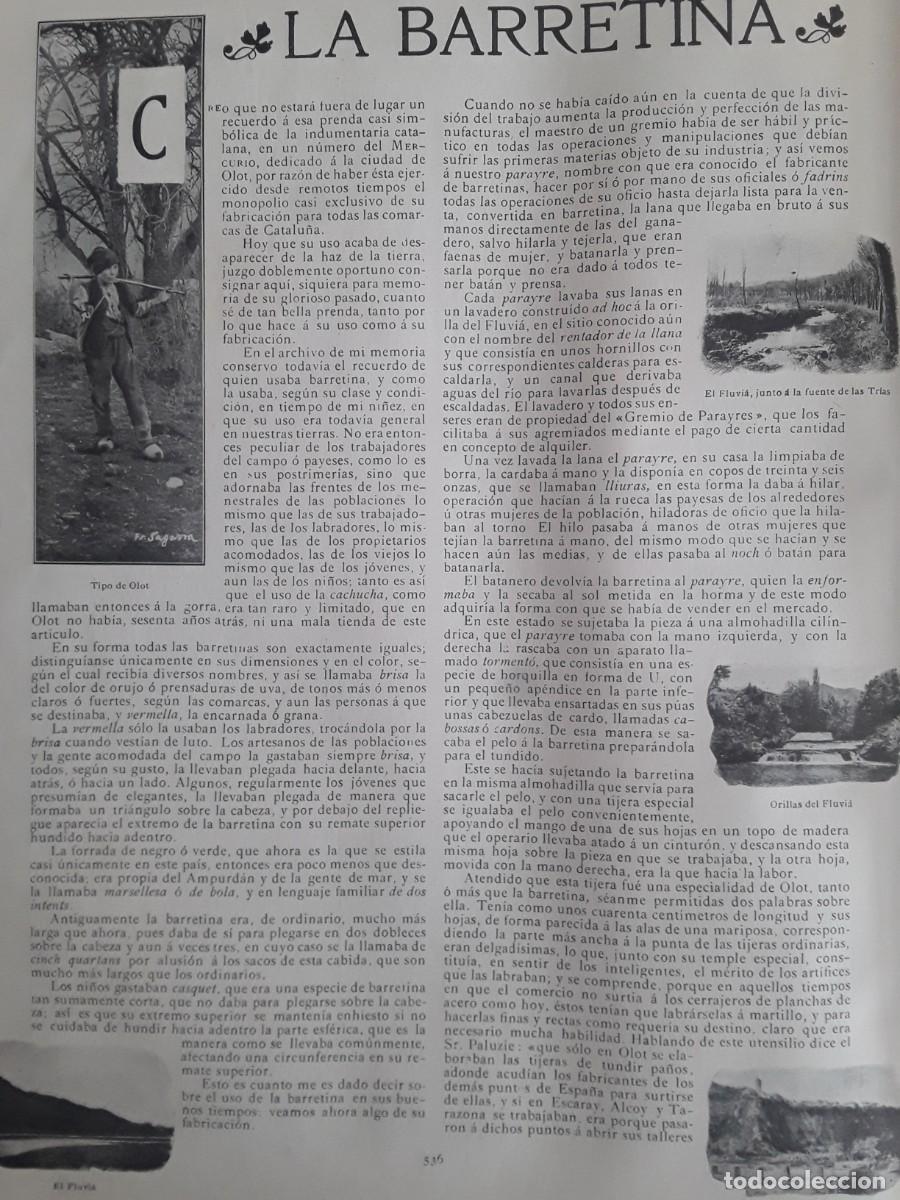 Collection Magazines and Newspapers: LA BARRETINA TIPO DE OLOT CASTELLFULLIT ROCA FLUVIA DIBUJO FELIX MESTRES 2 HOJAS A&Ntilde;O 1911
