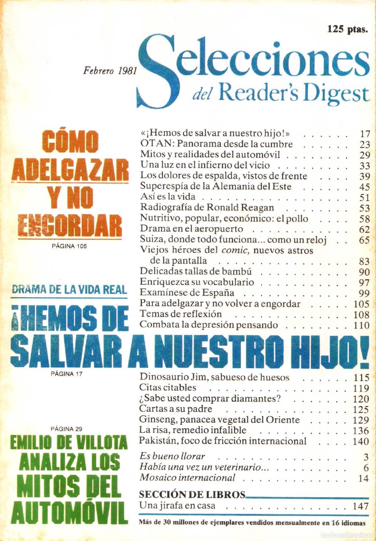 Coleccionismo de Revistas y Peri&oacute;dicos: Selecciones del Reader's Digest (Febrero 1981, 483) - Varios autores