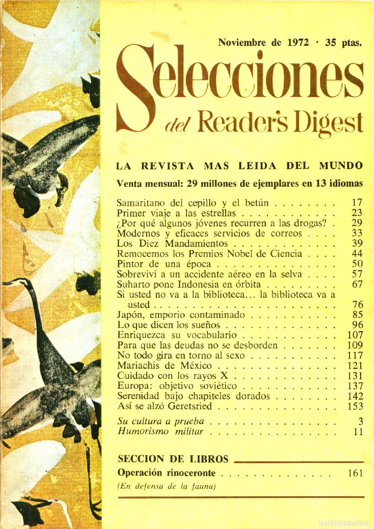 Collezionismo di Riviste e Giornali: Selecciones del Reader's Digest (Noviembre 1972, 384) - Varios autores