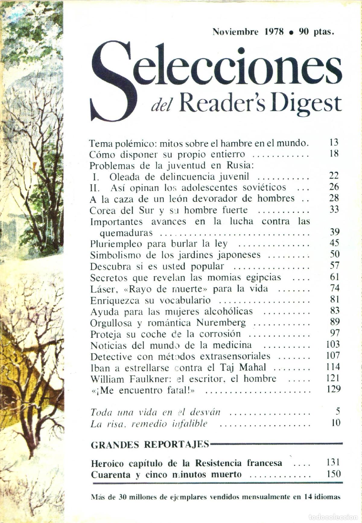 Sammeln von Zeitschriften und Zeitungen: Selecciones del Reader's Digest (Noviembre 1978, 456) - Varios autores