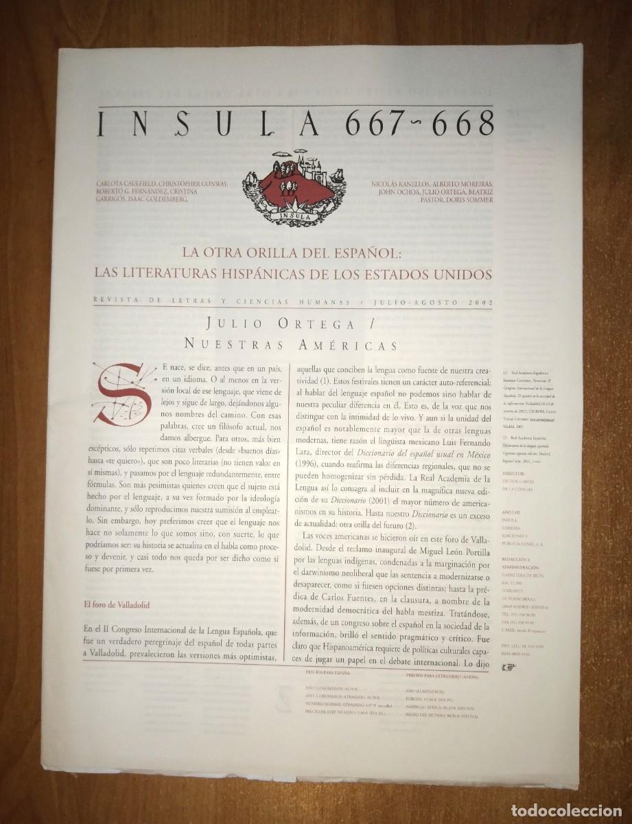 Collection Magazines and Newspapers: &Iacute;NSULA 667-668, 2002 - MONOGR&Aacute;FICO: LAS LITERATURAS HISP&Aacute;NICAS DE LOS ESTADOS UNIDOS
