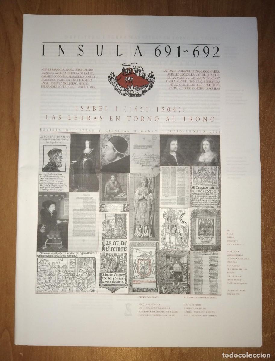 Collection Magazines and Newspapers: &Iacute;NSULA 691-692, 2004 - MONOGR&Aacute;FICO: LAS LETRAS DURANTE EL REINADO DE ISABEL I