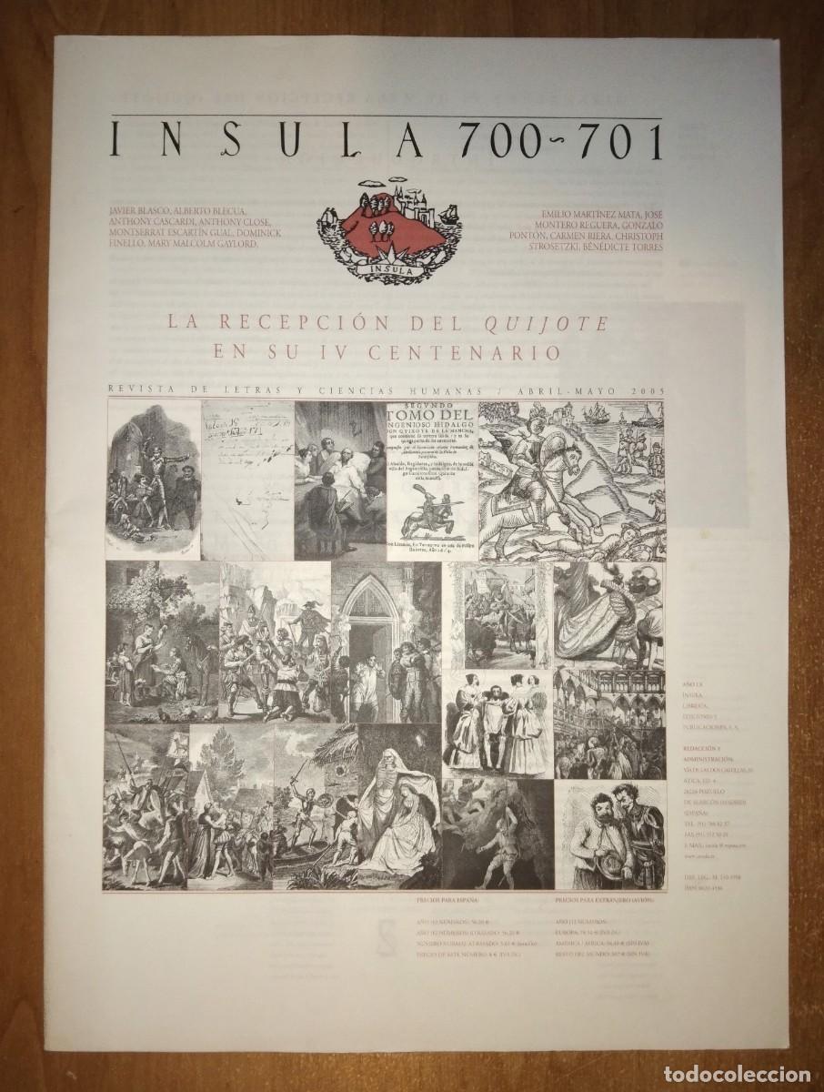 Collection Magazines and Newspapers: &Iacute;NSULA 700-701, 2005 - MONOGR&Aacute;FICO: LA RECEPCI&Oacute;N DEL &rdquo;QUIJOTE&rdquo; EN SU IV CENTENARIO