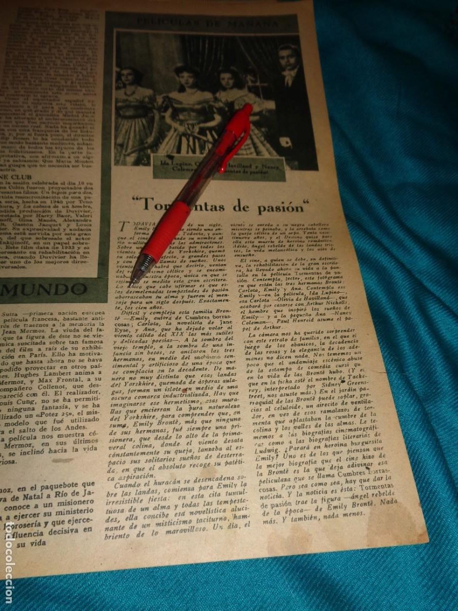 Colecionismo de Revistas e Jornais: RECORTE : IDA LUPINO, OLIVIA DE HAVILLAND EN TORMENTAS DE PASION. PRIMER PLANO, MAYO 1946