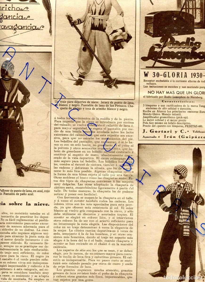 Coleccionismo de Revistas y Peri&oacute;dicos: REVISTA A&Ntilde;O 1931 MODA FEMENINA EN EL DEPORTE FEMENINO ESQUI