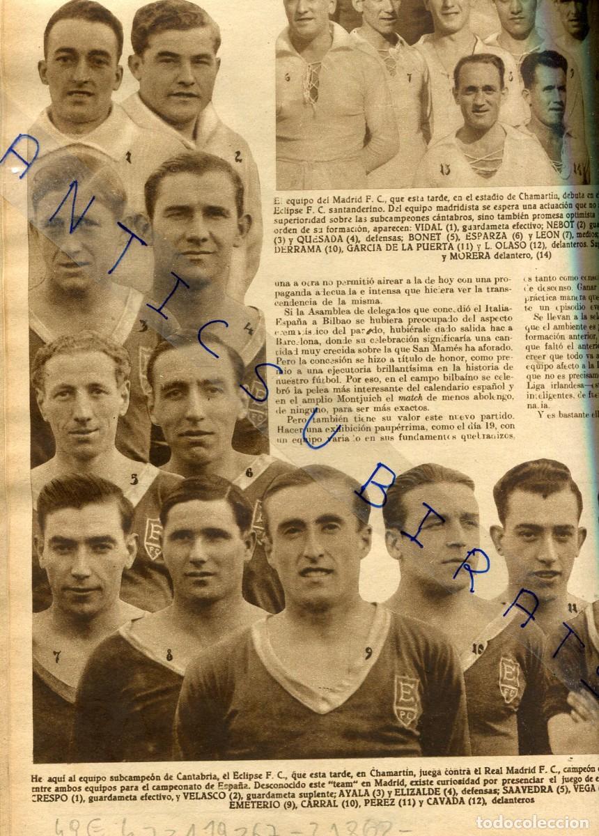 Coleccionismo de revistas y peri&oacute;dicos: REVISTA A&Ntilde;O 1931 ECLIPSE FUTBOL CLUB DE SANTANDER CRESPO ELIZALDE VEGA QUINTANA EMETERIO CAVADA