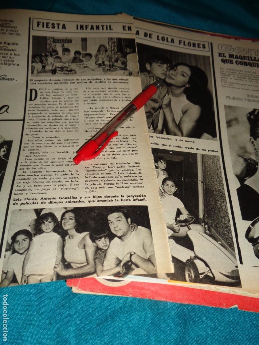 Coleccionismo de revistas y peri&oacute;dicos: RECORTE : FIESTA INFANTIL EN CASA DE LOLA FLORES. AMA, JULIO 1967