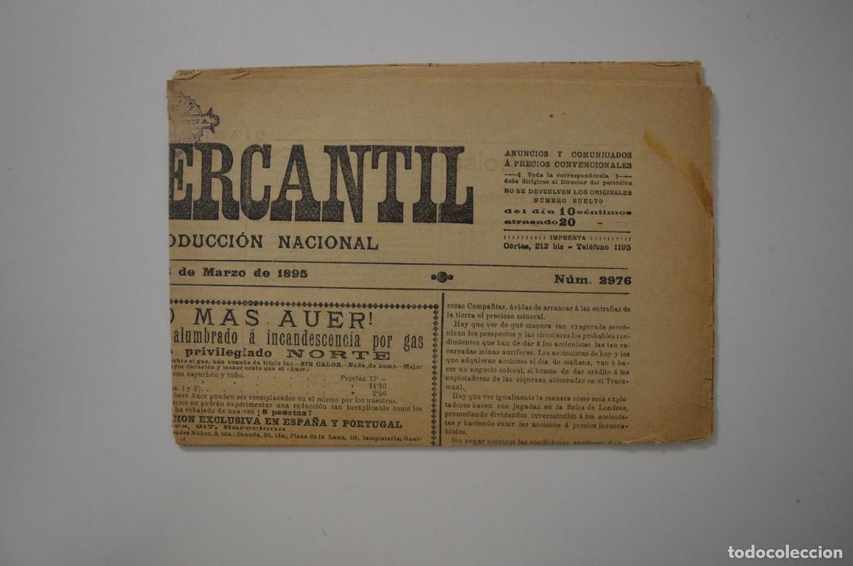 Sammeln von Zeitschriften und Zeitungen: PERI&Oacute;DICO ANTIGUO DIARIO MERCANTIL DEFENSOR DE LA PRODUCCI&Oacute;N NACIONAL BARCELONA MARZO 1895