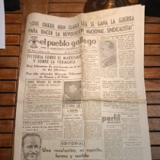 Coleccionismo de Revistas y Periódicos: EL PUEBLO GALLEGO 3 MAYO 1938 GUERRA CIVIL GALICIA FALANGE KOUBANJ FERNÁNDEZ CUESTA OFENSIVA MORELLA