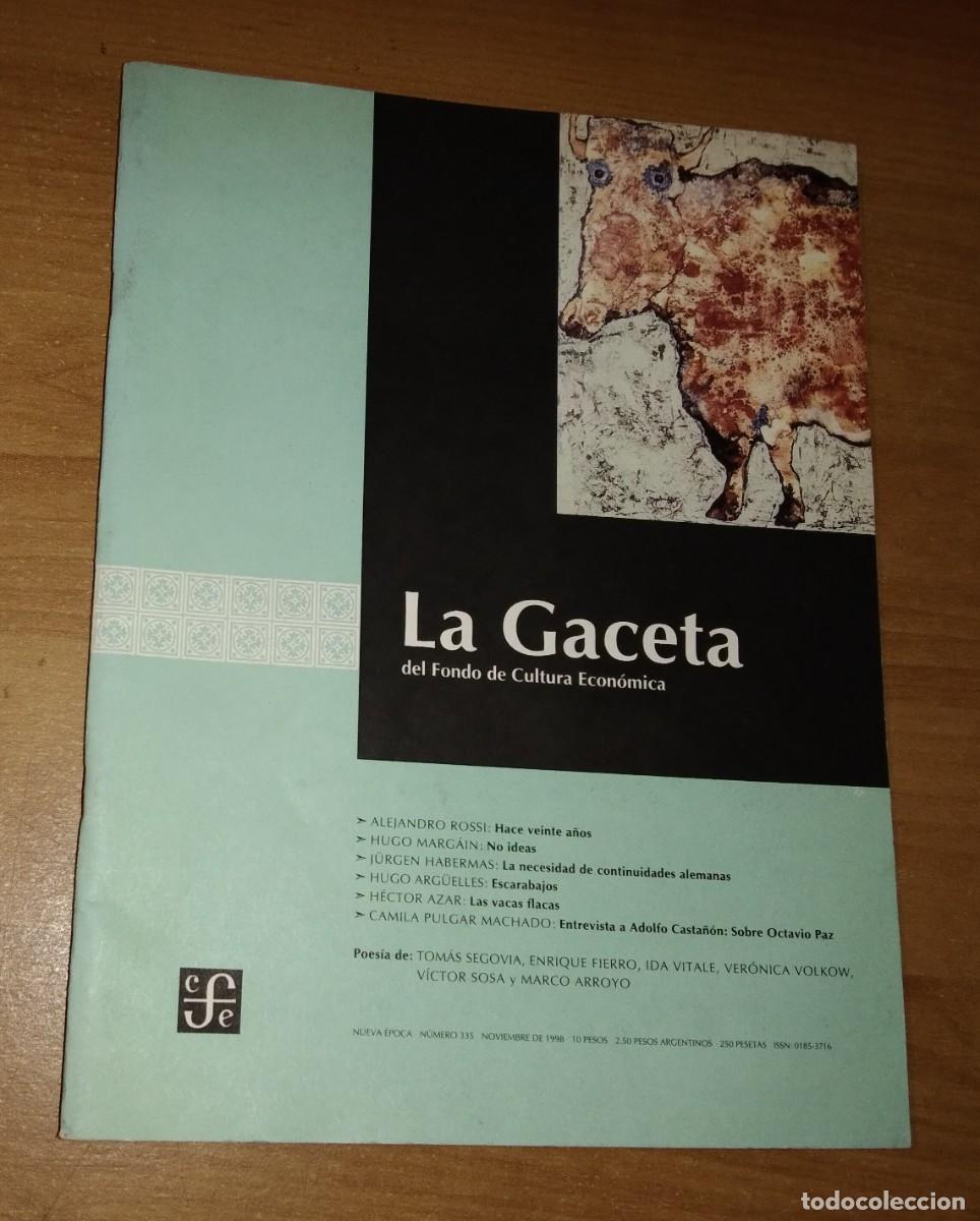 Coleccionismo de revistas y peri&oacute;dicos: LA GACETA DEL FONDO DE CULTURA ECON&Oacute;MICA 335, 1998 - J&Uuml;RGEN HABERMAS / OCTAVIO PAZ / PANERO