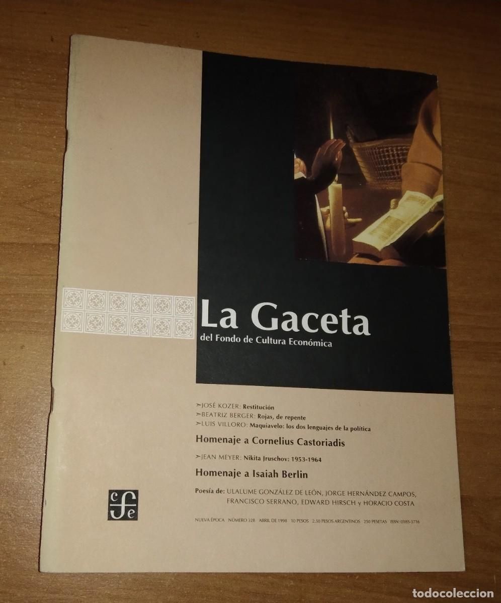 Coleccionismo de revistas y peri&oacute;dicos: LA GACETA DEL FONDO DE CULTURA ECON&Oacute;MICA 328, 1998 - CORNELIUS CASTORIADIS / ISAIAH BERLIN