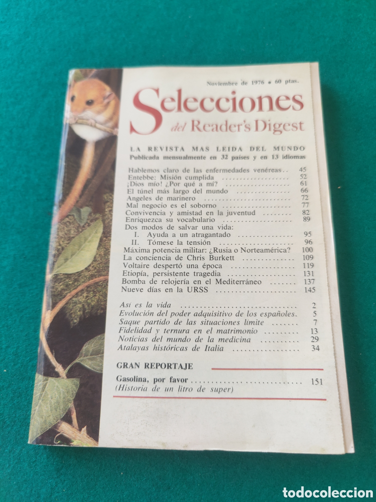 Collection Magazines and Newspapers: SELECCIONES DEL READER'S DIGEST. NOVIEMBRE 1976