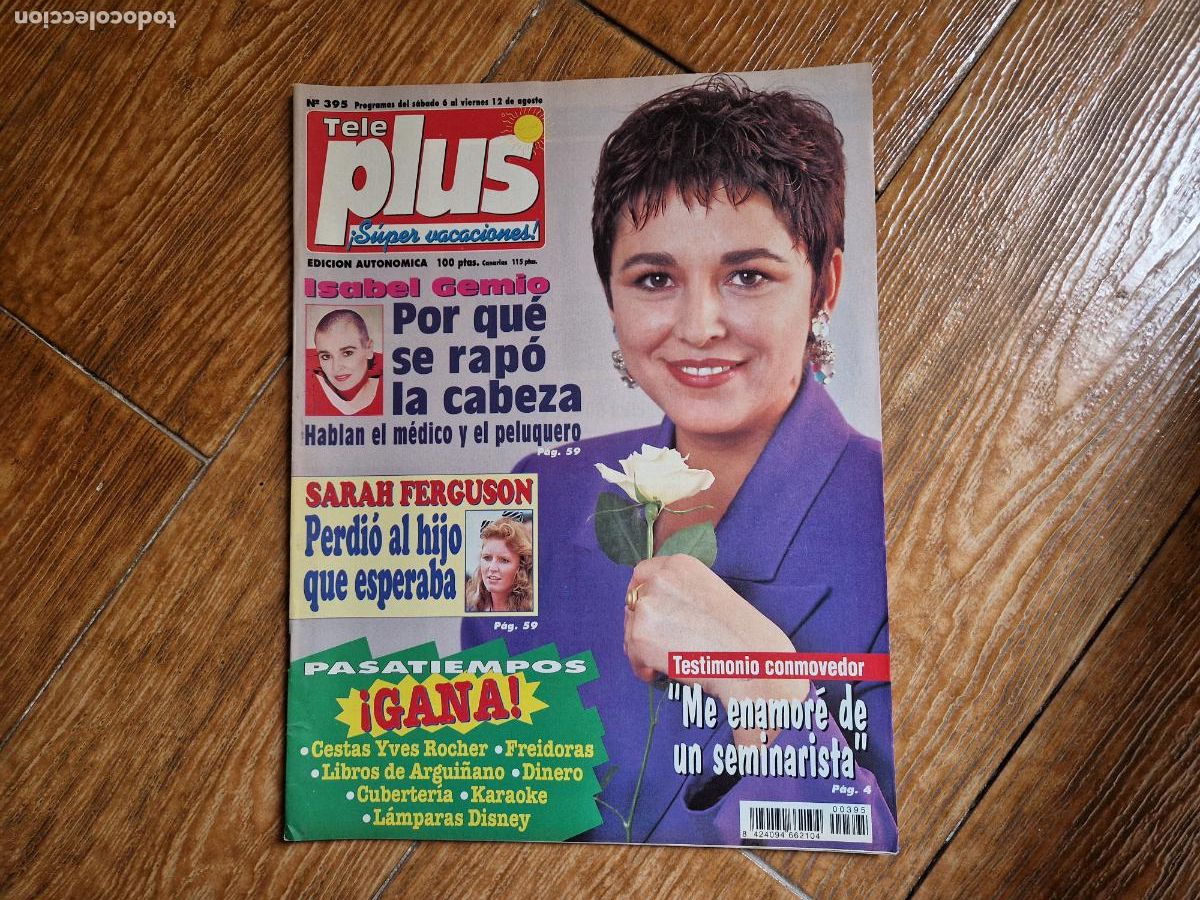 Coleccionismo de revistas y peri&oacute;dicos: TV PLUS 395 1995 ISABEL GEMIO PORTADA INTERIOR ANGELES MARTIN LOLA FLORES GERARD DE PARDIEU