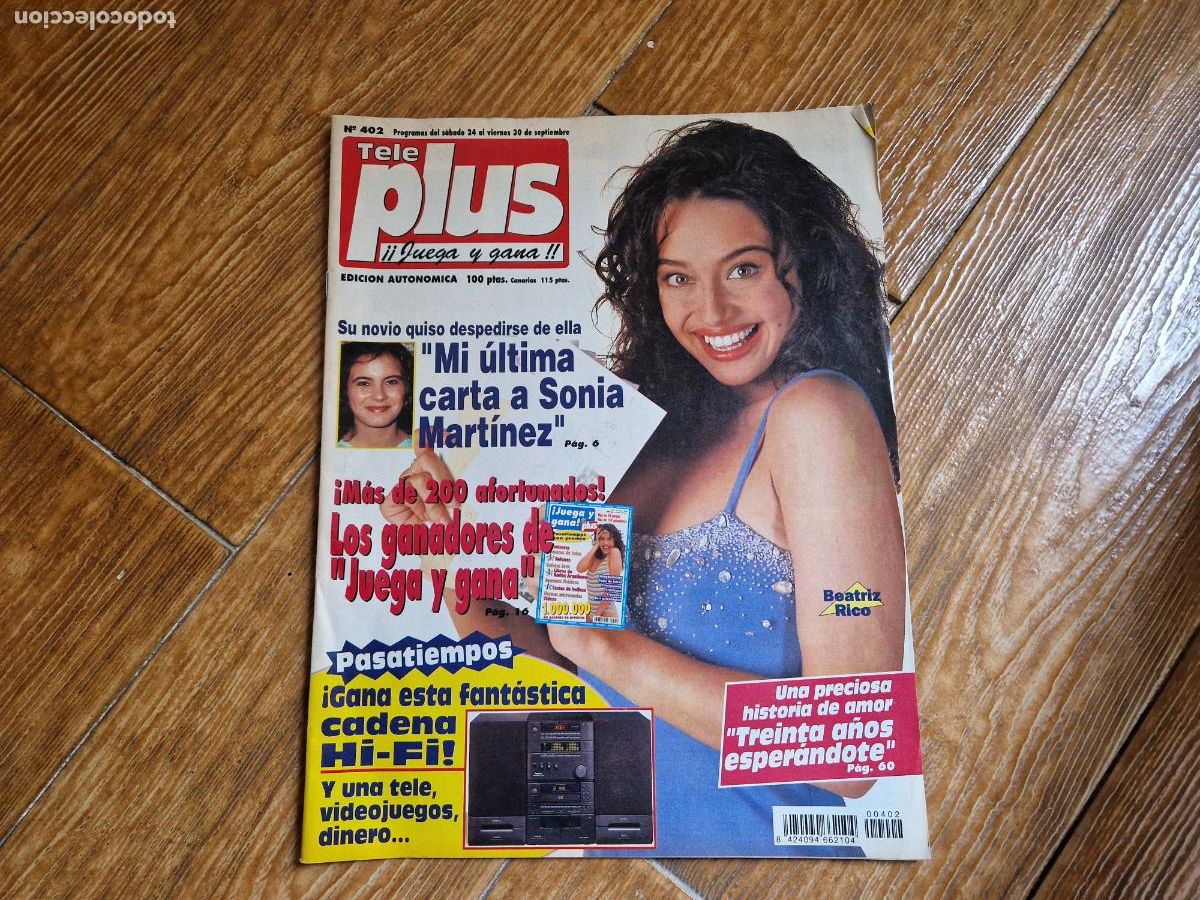 Coleccionismo de Revistas y Peri&oacute;dicos: TV PLUS 402 1995 BEATRIZ RICO PORTADA INTERIOR WITHNEY HOUSTON ROCIO JURADO ORNELLA MUTTI