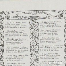 Coleccionismo de Revistas y Periódicos: GUITARRA ESPAÑOLA / VERSOS POR NARCISO DÍAZ DE ESCOVAR -1919