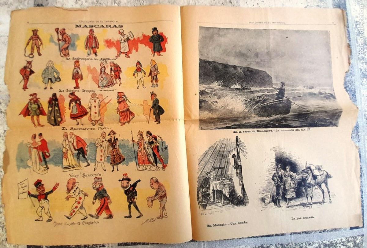 Coleccionismo de Revistas y Peri&oacute;dicos: 1893 circa 'LOS LUNES DEL IMPARCIAL' Ilustra Campuzano 'tormenta d&iacute;a 18 en la barra de Elanchove'