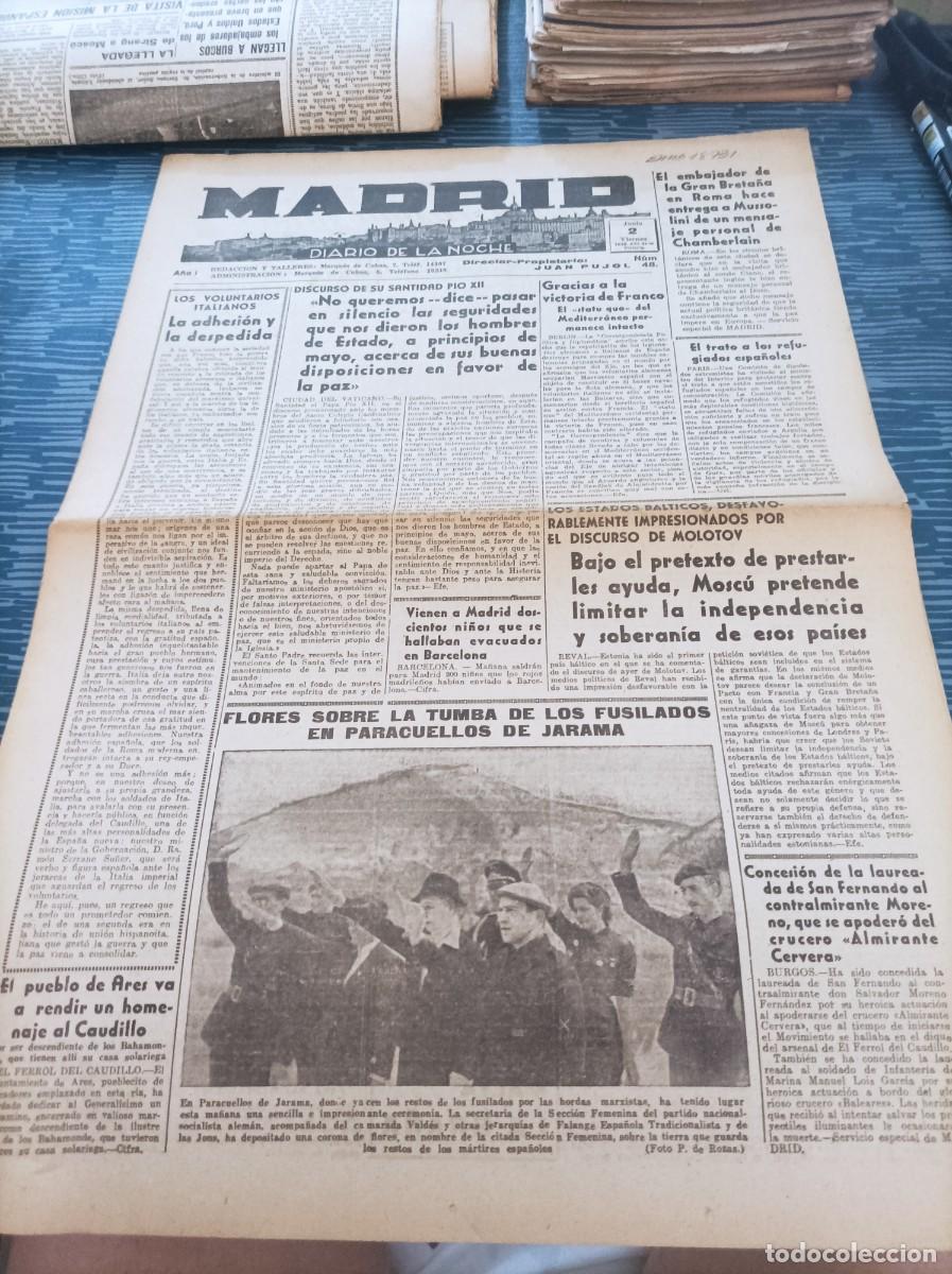 Sammeln von Zeitschriften und Zeitungen: MADRID, DIARIO DE LA NOCHE,N.48,13 JUNIO 1939,EL TRATO DE LOS REFUGIADOS ESPA&Ntilde;OLES ,LEER