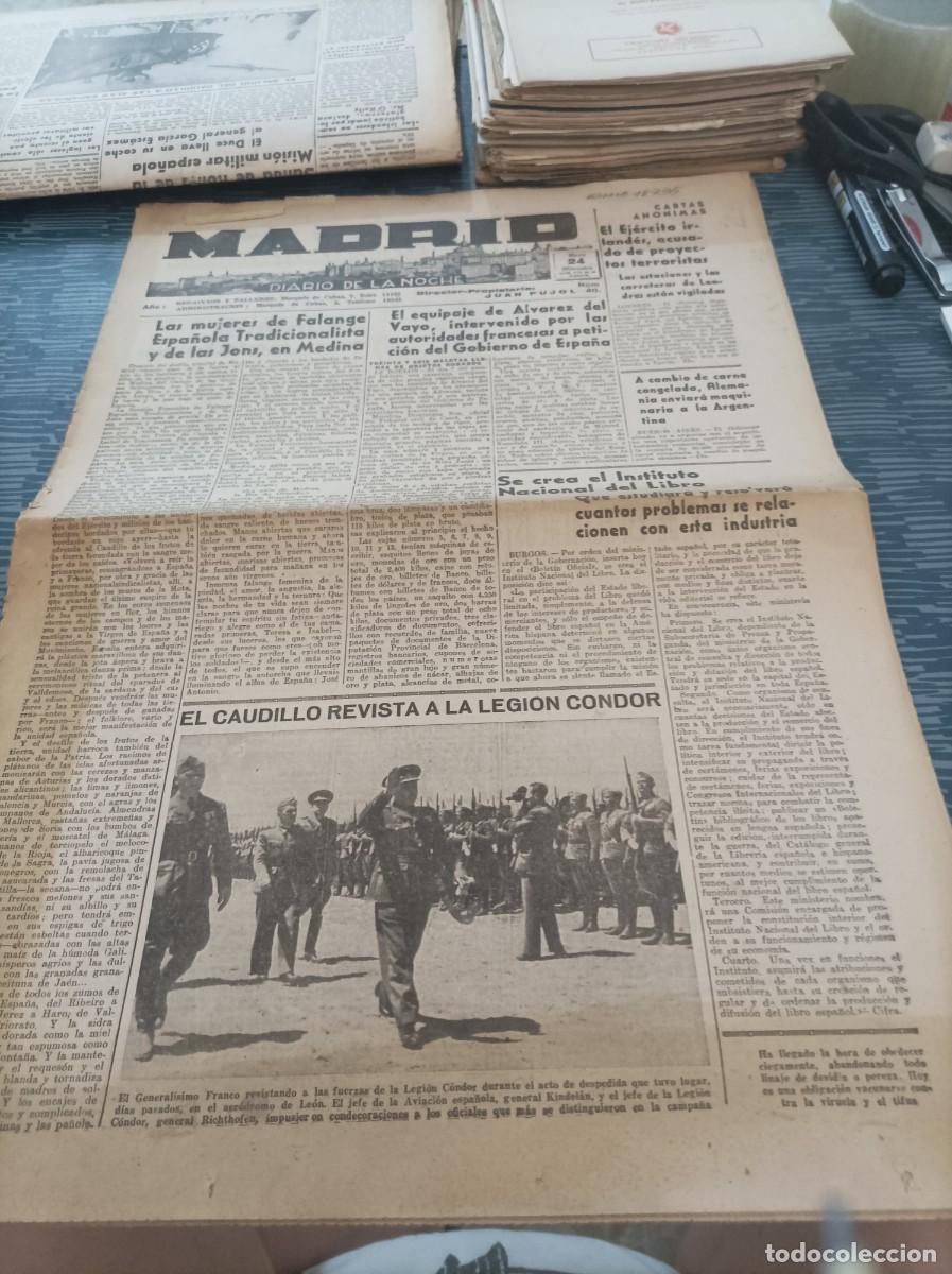 Coleccionismo de Revistas y Peri&oacute;dicos: MADRID, DIARIO DE LA NOCHE,24 MAYO 1939,EL CAUDILLO REVISTA A LA LEGI&Oacute;N DE HONOR,N.40,