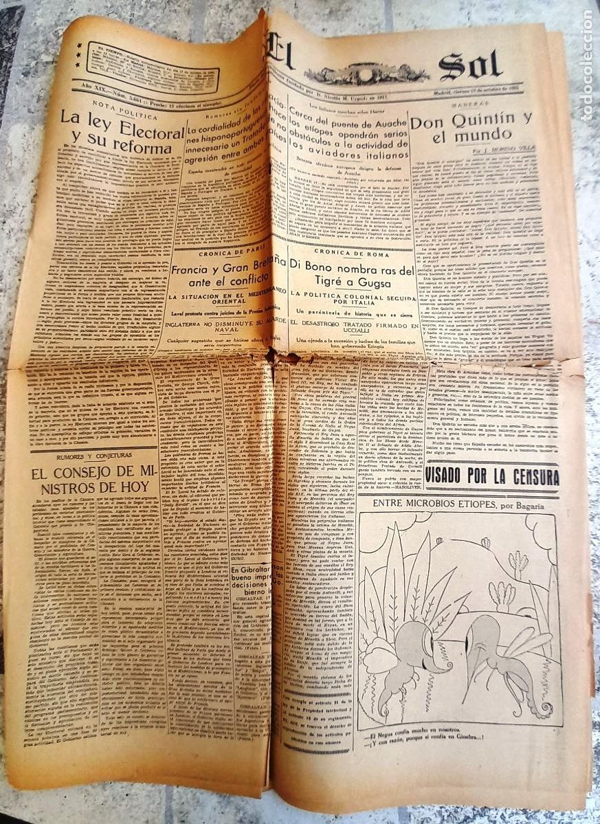 Coleccionismo de Revistas y Peri&oacute;dicos: 1935 18/10 MADRID ''EL SOL'' DIARIO INDEPENDIENTE N&Uacute;M. 5664