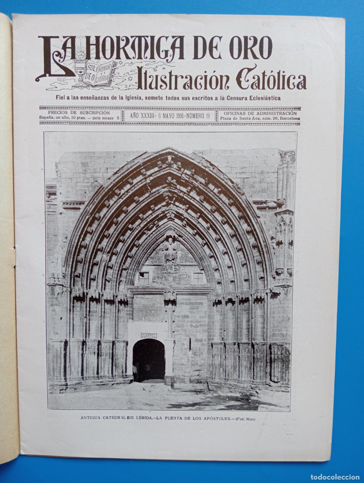 Coleccionismo de revistas y peri&oacute;dicos: LA HORMIGA DE ORO. ILUSTRACION CATOLICA. A&Ntilde;O XXXIII. 6 MAYO 1916. N&ordm; 19.
