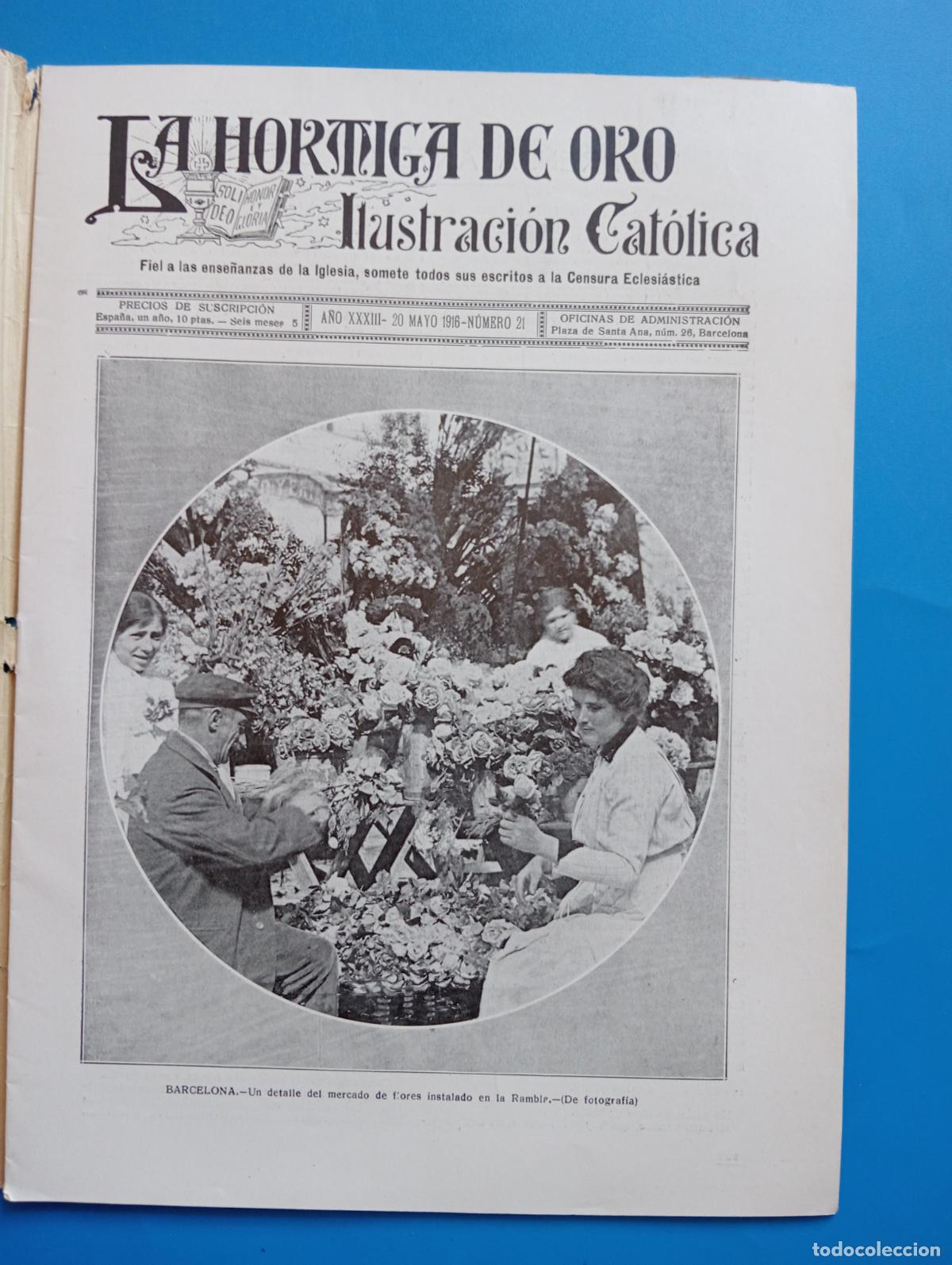 Coleccionismo de revistas y peri&oacute;dicos: LA HORMIGA DE ORO. ILUSTRACION CATOLICA. A&Ntilde;O XXXIII. 20 MAYO 1916. N&ordm; 21.