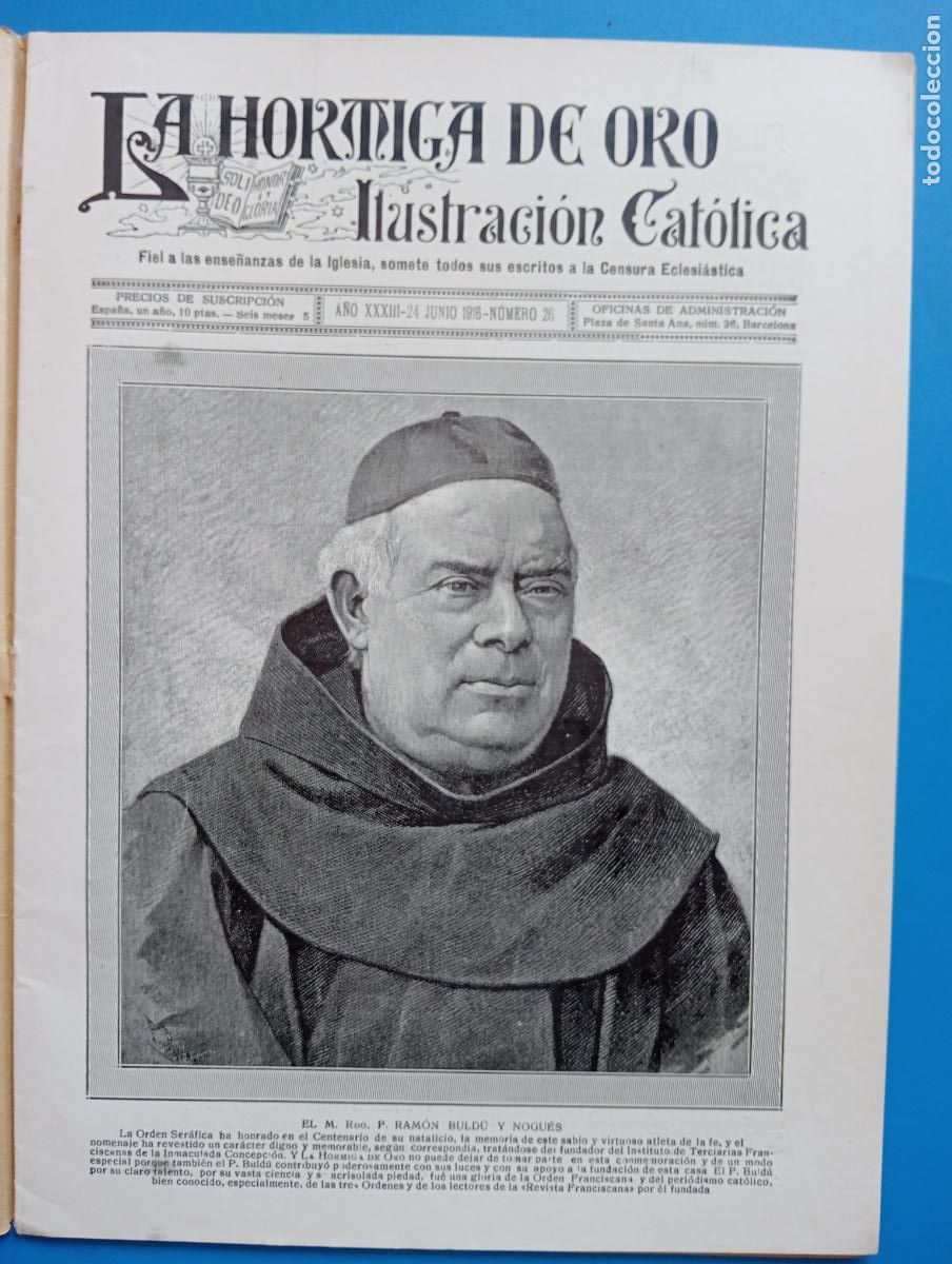 Coleccionismo de revistas y peri&oacute;dicos: LA HORMIGA DE ORO. ILUSTRACION CATOLICA. A&Ntilde;O XXXIII. 24 JUNIO 1916. N&ordm; 26.