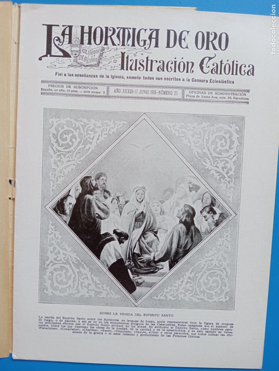 Coleccionismo de revistas y peri&oacute;dicos: LA HORMIGA DE ORO. ILUSTRACION CATOLICA. A&Ntilde;O XXXIII. 17 JUNIO 1916. N&ordm; 25.