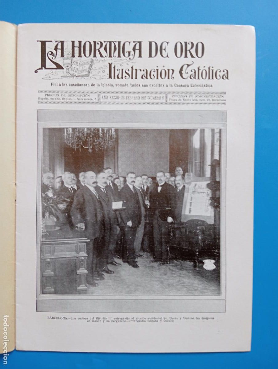 Coleccionismo de revistas y peri&oacute;dicos: LA HORMIGA DE ORO. ILUSTRACION CATOLICA. A&Ntilde;O XXXIII. 26 FEBRERO 1916. N&ordm; 9.