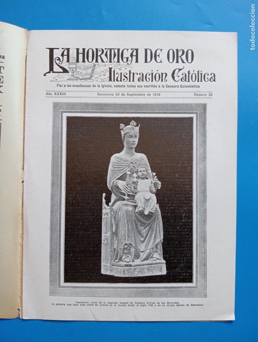 Coleccionismo de revistas y peri&oacute;dicos: LA HORMIGA DE ORO. ILUSTRACION CATOLICA. A&Ntilde;O XXXIII. 13 SEPTIEMBRE 1916. N&ordm; 39.