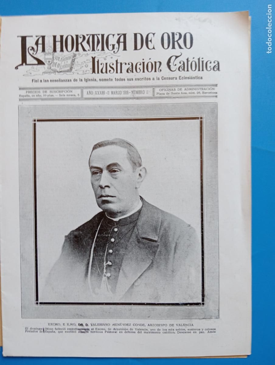 Coleccionismo de revistas y peri&oacute;dicos: LA HORMIGA DE ORO. ILUSTRACION CATOLICA. A&Ntilde;O XXXIII. 11 MARZO 1916. N&ordm; 11.