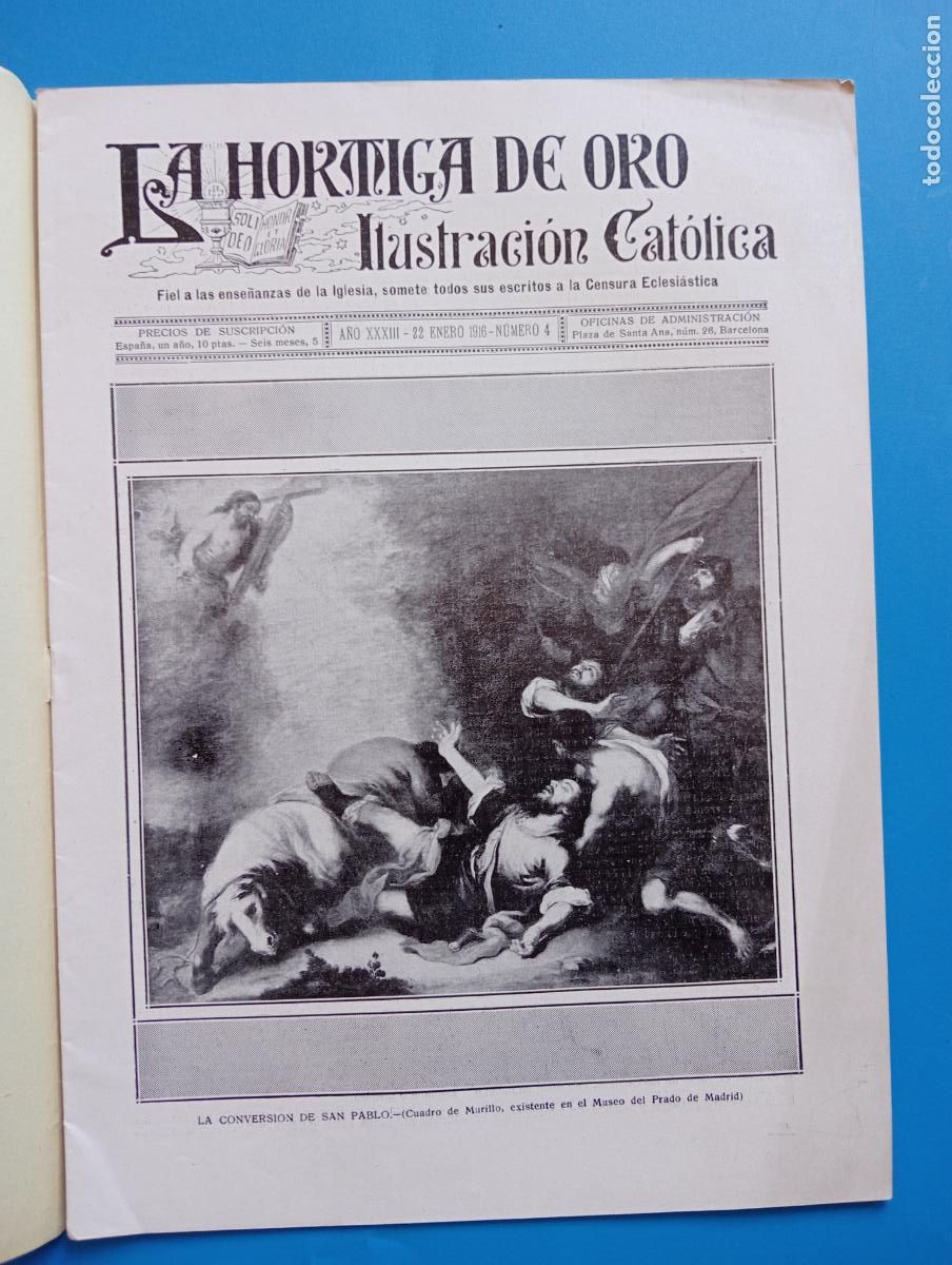 Coleccionismo de revistas y peri&oacute;dicos: LA HORMIGA DE ORO. ILUSTRACION CATOLICA. A&Ntilde;O XXXIII. 22 ENERO 1916. N&ordm; 4.