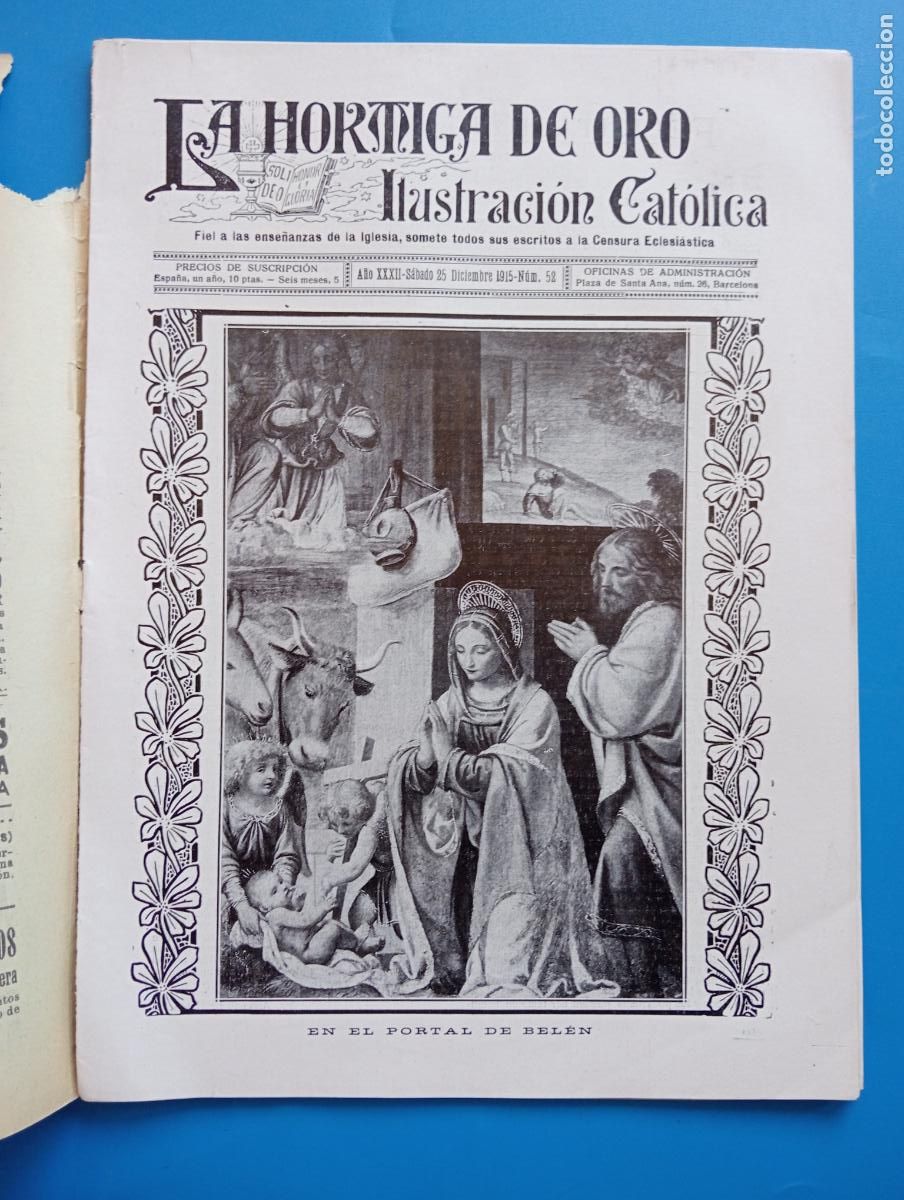 Coleccionismo de revistas y peri&oacute;dicos: LA HORMIGA DE ORO. ILUSTRACION CATOLICA. A&Ntilde;O XXXII. 25 DICIEMBRE 1915. N&ordm; 52.