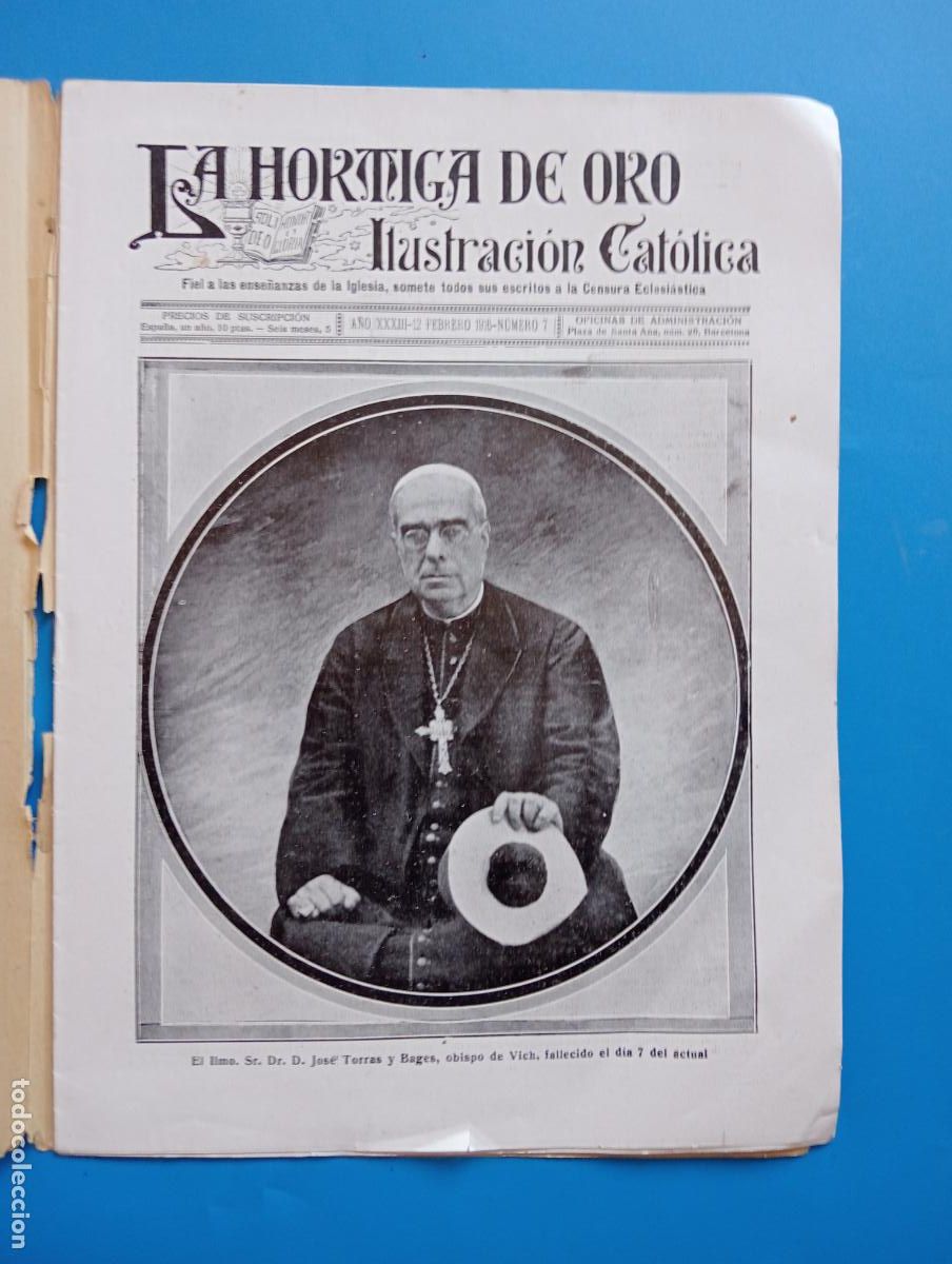 Coleccionismo de revistas y peri&oacute;dicos: LA HORMIGA DE ORO. ILUSTRACION CATOLICA. A&Ntilde;O XXXIII. 12 FEBRERO 1916. N&ordm; 7.