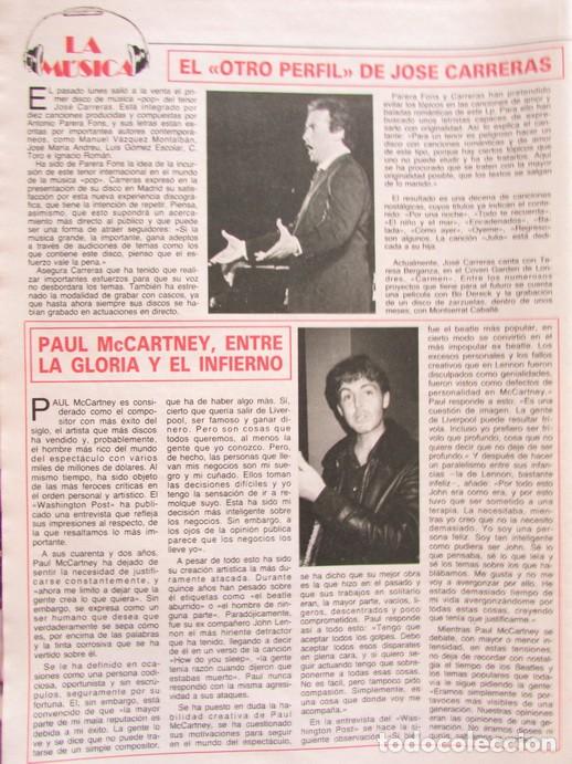 Coleccionismo de Revistas y Peri&oacute;dicos: RECORTE REVISTA LA REVISTA 7 1984 JOS&Eacute; CARRERAS, PAUL MCCARTNEY