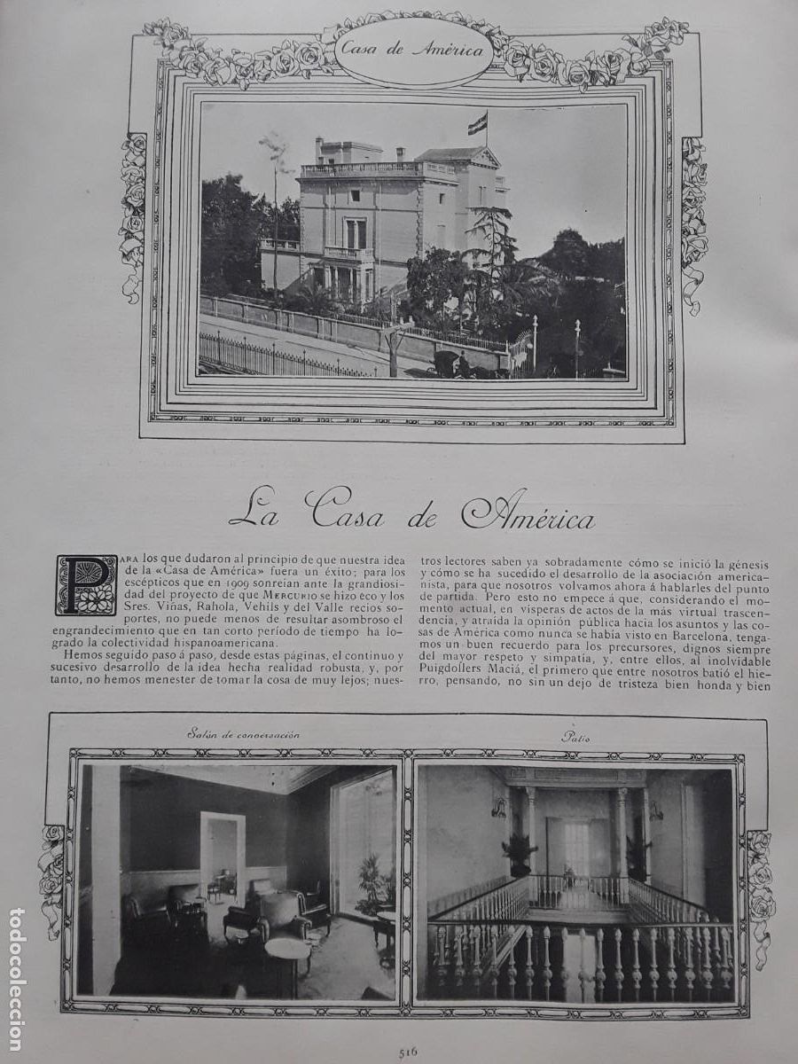 Collezionismo di Riviste e Giornali: LA CASA DE AMERICA DE BARCELONA IMAGENES COMPONENTES JUNTA DIRECTIVA DIPLOMA 6 HOJAS A&Ntilde;O 1911