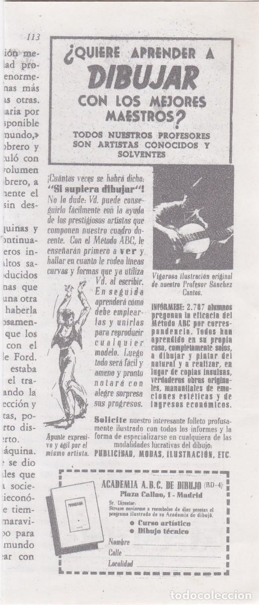 Collezionismo di Riviste e Giornali: PUBLICIDAD 1952. ANUNCIO ACADEMIA A.B.C. DE DIBUJO (MADRID)