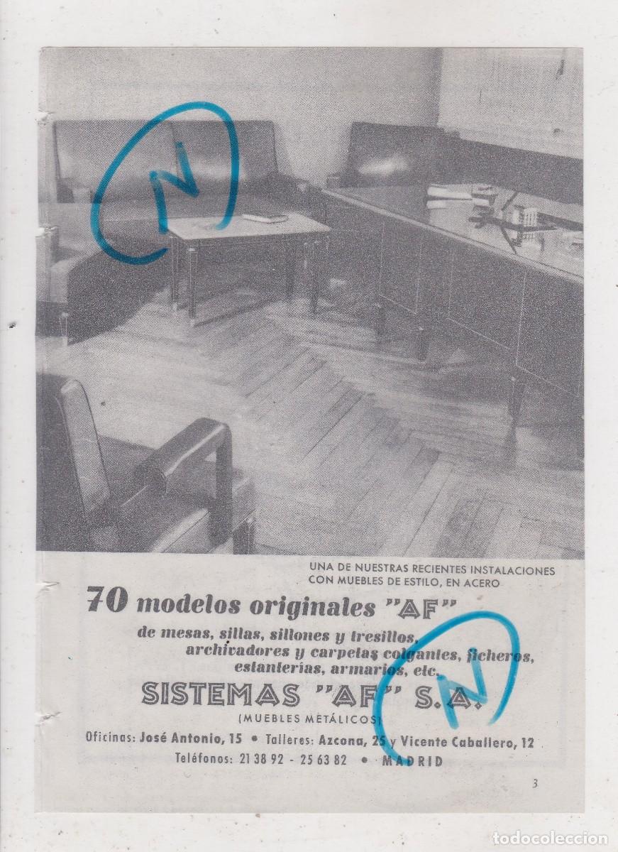 Sammeln von Zeitschriften und Zeitungen: PUBLICIDAD 1952. ANUNCIO SISTEMAS &rdquo;AF&rdquo;, S.A. MUEBLES METALICOS (MADRID)