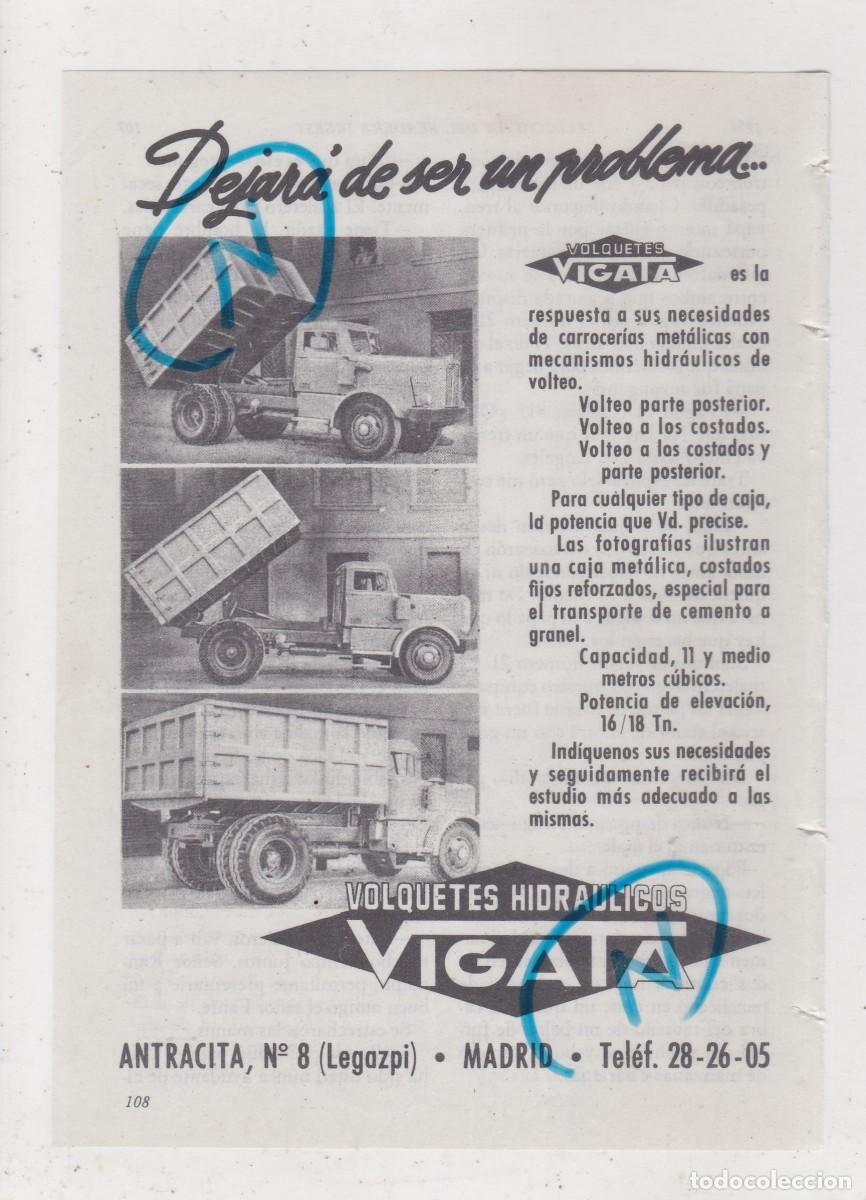 Sammeln von Zeitschriften und Zeitungen: PUBLICIDAD 1952. ANUNCIO VOLQUETES HIDRAULICOS VIGATA (MADRID)