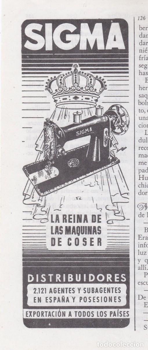 Coleccionismo de Revistas y Peri&oacute;dicos: PUBLICIDAD 1952. ANUNCIO SIGMA. LA REINA DE LAS MAQUINAS DE COSER