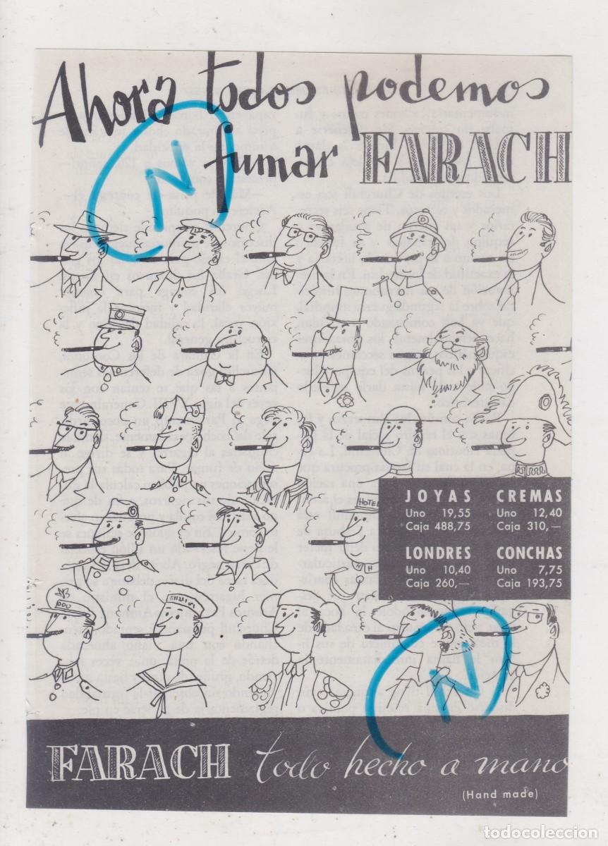Coleccionismo de Revistas y Peri&oacute;dicos: PUBLICIDAD 1952. ANUNCIO FARACH. PUROS ... JOYAS, CREMAS, LONDRES, CONCHAS