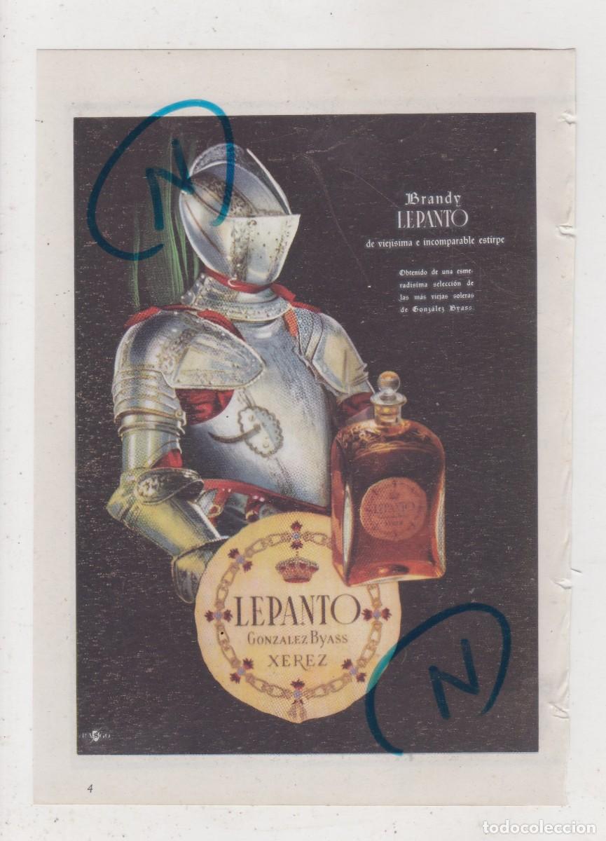 Coleccionismo de Revistas y Peri&oacute;dicos: PUBLICIDAD 1952. ANUNCIO BRANDY LEPANTO. GONZALEZ BYASS. XEREZ