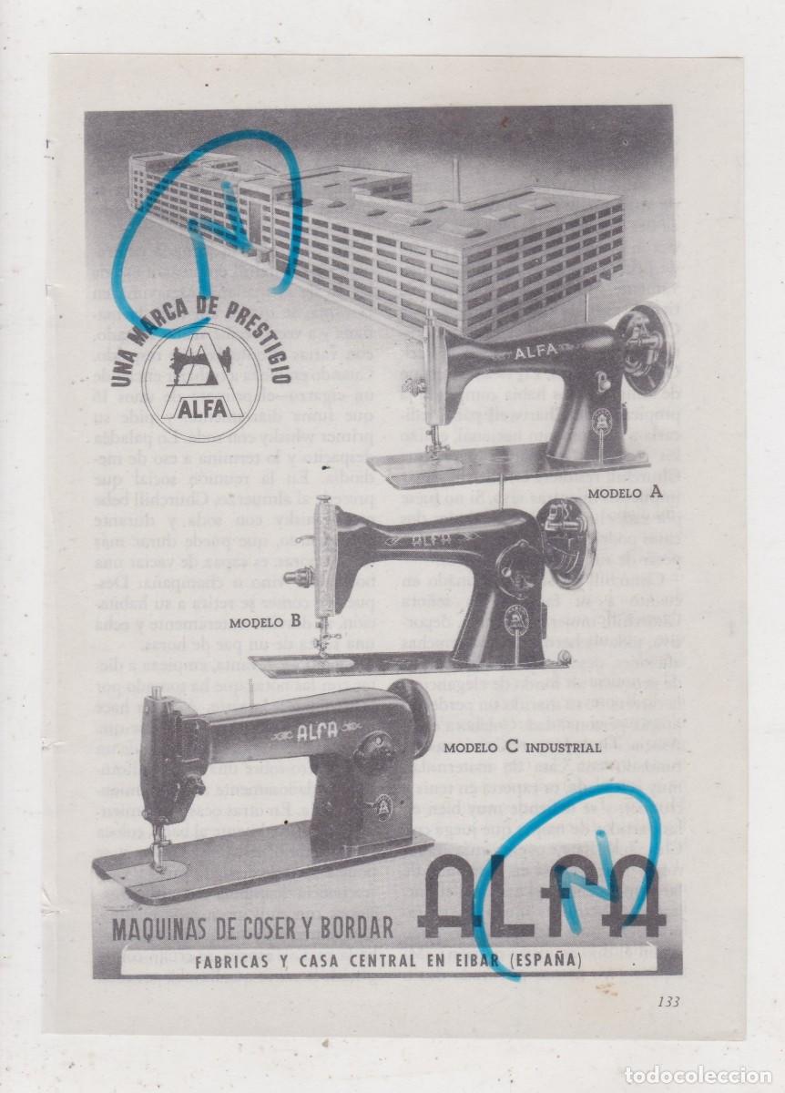 Collezionismo di Riviste e Giornali: PUBLICIDAD 1952. ANUNCIO ALFA (EIBAR. GUIPUZCOA). MAQUINAS DE COSER Y BORDAR